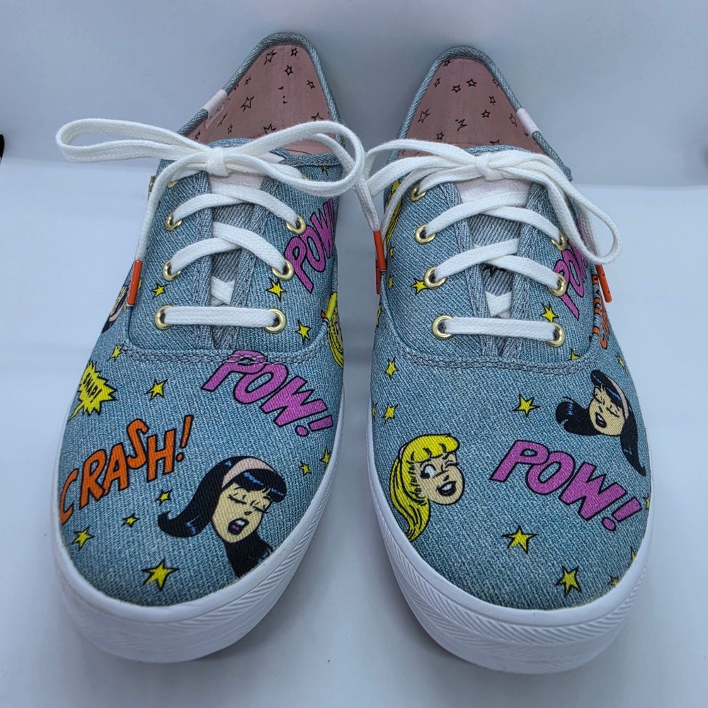 Keds Betty and Veronica Archie Comics Denim Sneakers Blue Pop Art WF60293 9.5 - Picture 2 of 10